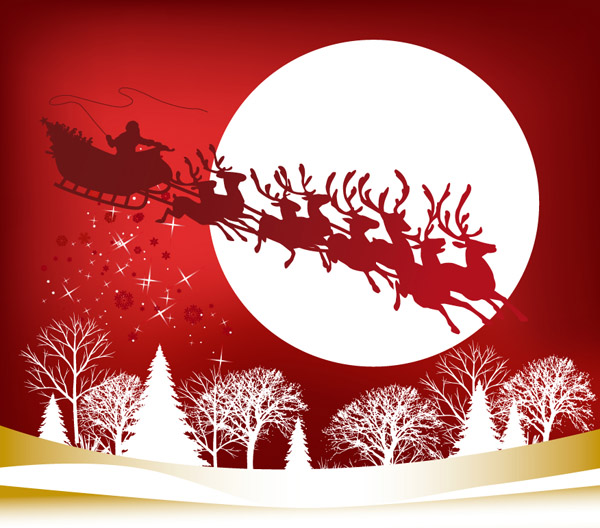 free vector Vector santa claus flying over the air